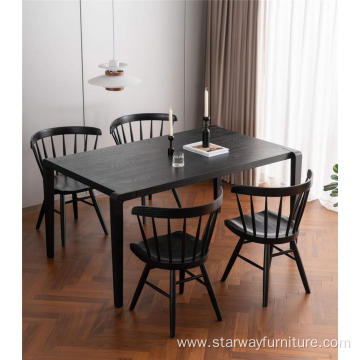 Original design black wood dining chair with footstep